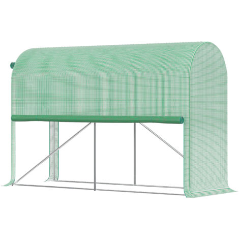Serre de jardin Outsunny Serre de jardin PE, serre de balcon, bâche renforcée 140 g/m², châssis en acier, porte zippée enroulable, pour légumes plantes fleurs, intérieur et extérieur, 300 x 100 x 200