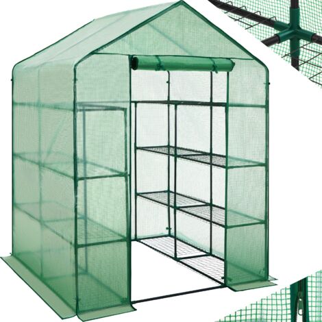 Tectake – Serre de jardin polycarbonate 2,04 m² – Cadre en acier thermo-laqué – Étagères 35 cm – Dimensions 143x143x195 cm