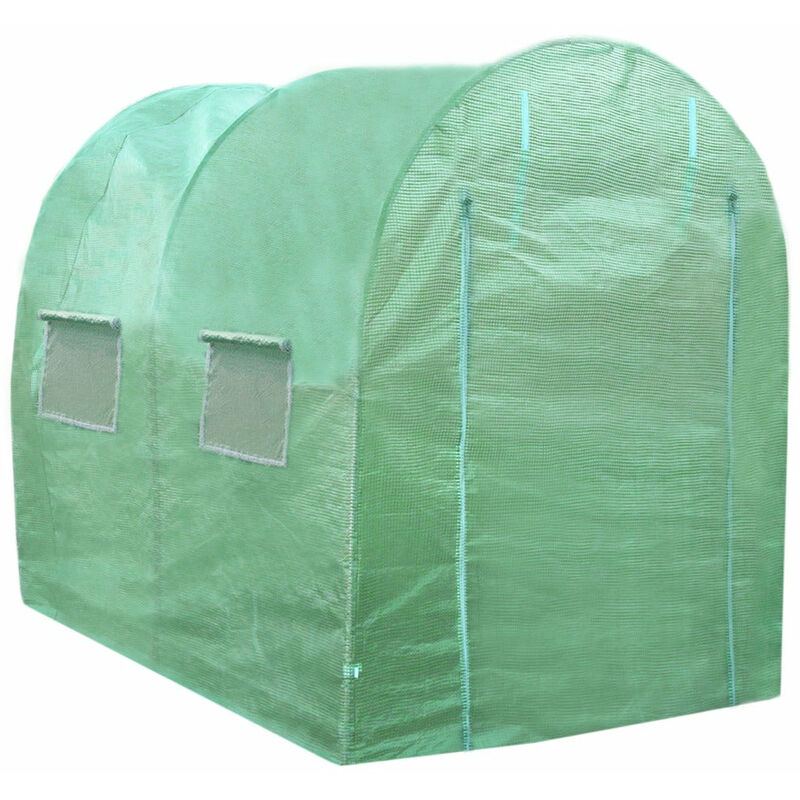 Monster-shop - Serre de Jardin Polytunnel Fenêtres Portes Galvanisés Couverture en pe Cadre en Métal Extérieur Plantes Diamètre 25mm 3m x 2m