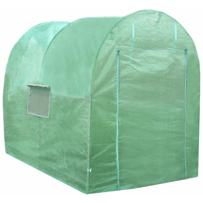 Monster-shop - Serre de Jardin Polytunnel Fenêtres Portes Galvanisés Couverture en pe Cadre en Métal Extérieur Plantes Diamètre 19mm 2m x 2.5m