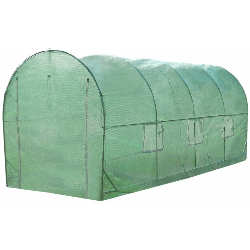 Monster-shop - Serre de Jardin Polytunnel Fenêtres Portes Galvanisés Couverture en pe Cadre en Métal Extérieur Plantes Diamètre 19mm 5m x 2m