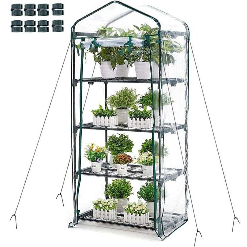 Serre de Jardin Portable 4 Niveaux 160x71x51 cm Housse PVC Zippée