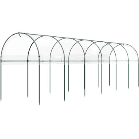 Serre de jardin pour tomates 7 arceaux acier bâche plastique 6 x 1,23 x 1,71 m vert