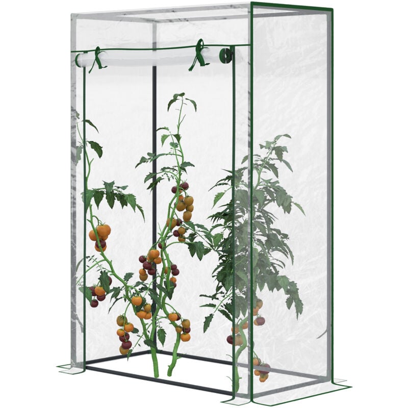 Serre de Jardin serre à tomates 1L x 0,5l x 1,5H m porte zippée déroulante acier thermolaqué pvc haute densité 140 g/m² anti-UV