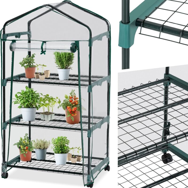 Tectake - Serre de balcon 0,36 m³, sur roulettes 69 x 49 x 133 cm
