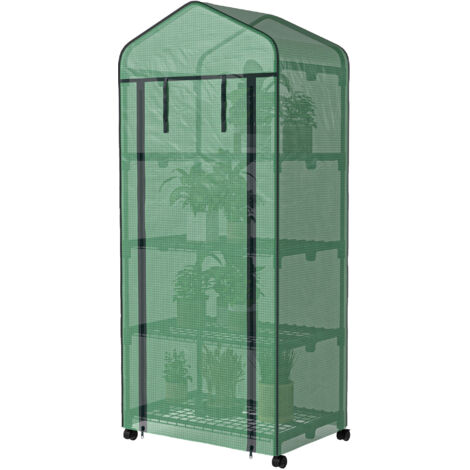 Serre de jardin Serre de jardin balcon étagère serre 4 niveaux 69L x 50l x 165H cm acier époxy bâche amovible PE haute densité vert