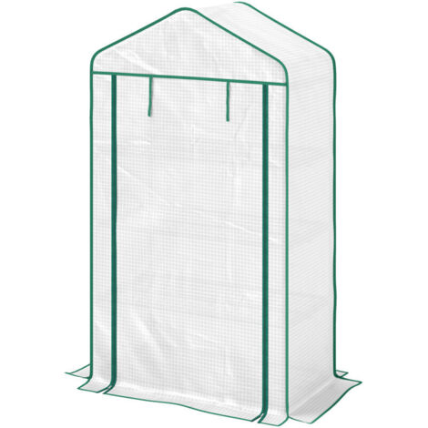 Serre de jardin Serre de jardin balcon étagère serre 4 niveaux 90 x 49 x 160 cm acier galvanisé bâche amovible PE haute densité blanc