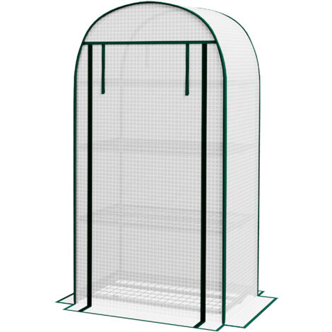 Serre de jardin Serre de jardin serre de balcon résistante aux UV porte enroulable 4 étagères couverture en PE 80 x 50 x 160 cm blanc