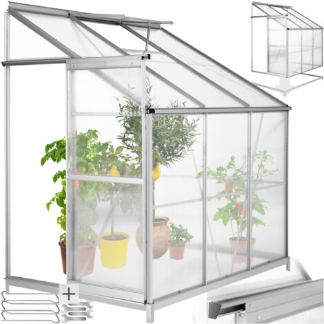 Serre de Jardin Polycarbonate Adossée 2,39 m² + 1 Embase en Acier