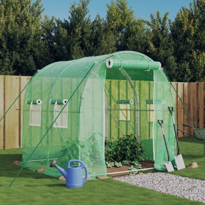 Serre de jardin, Serre d'hivernage, Serre avec cadre en acier vert 4 m2 2x2x2 m QWS81906 design in