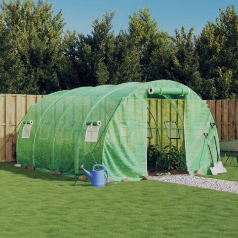 Serre de Jardin  Serre d'hivernage  Serre tunnel avec cadre en acier vert 12 m² 4x3x2 m NSME1714