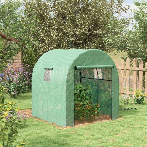 Serre de jardin serre tunnel de jardin 3.24m² PE Haute densité 135 g/m². avec 2 portes zippées 180 x 180 x 200 cm. vert