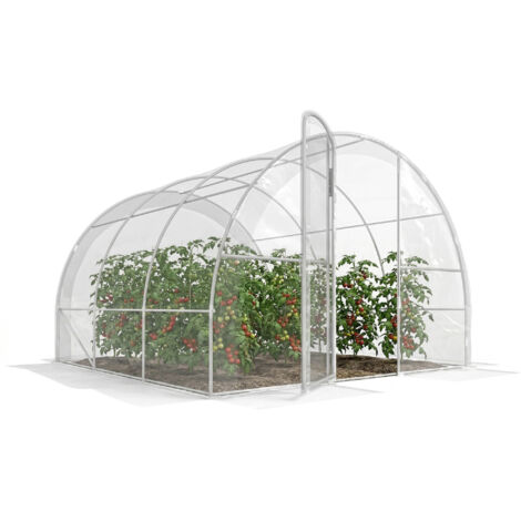 Serre de jardin tunnel 3 x 3 x 2 m 9 m² avec porte à charnières bâche en PE 150 g/m² pour Légumes Plantes Fleurs