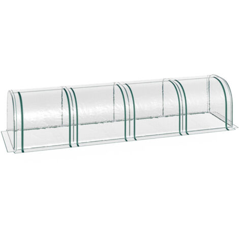 Serre de jardin tunnel 395 × 100 × 80 cm, équipée de 4 fenêtres à fermeture éclair, structure en acier, toile de protection durable, tunnel de forçage accordéon