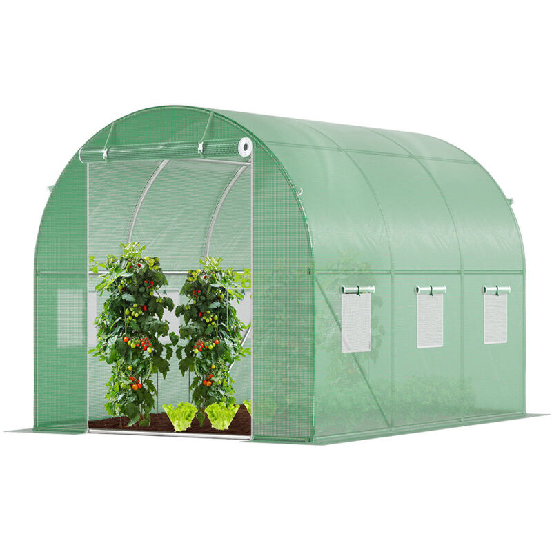 Serre de jardin tunnel 6m2 en acier galvanise- taille : 3x2x2m