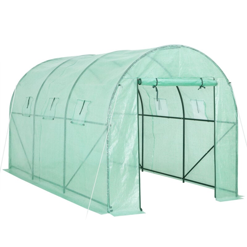 Serre de jardin tunnel bâche polyéthylène 350x200x200cm serre 7 m² légumes semis
