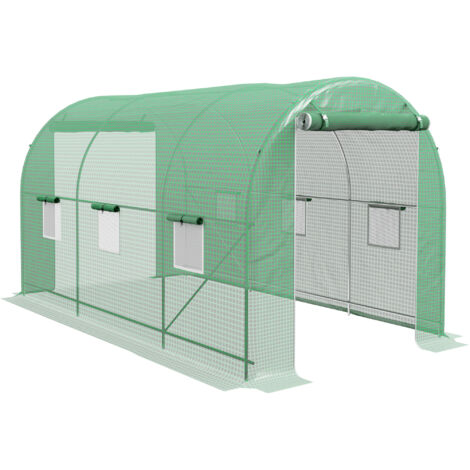 Serre de jardin tunnel grande taille surface sol 8 m² vert