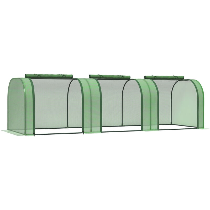 Outsunny - Mini serre de jardin serre à tomates 2,95L x 1l x 0,8H m acier pe haute densité 140 g/m² anti-UV 3 fenêtres zip enroulables vert