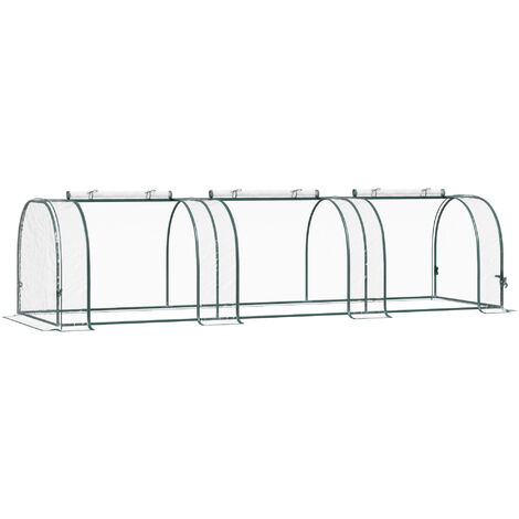 Serre de jardin tunnel tente bâche 3L x 1l x 0,8H m tube en acier transparent