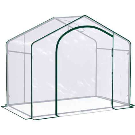 Serre d'extérieur avec entrée zippée et aération supérieure, en plastique et acier, 180 x 100 x 152 cm, transparente