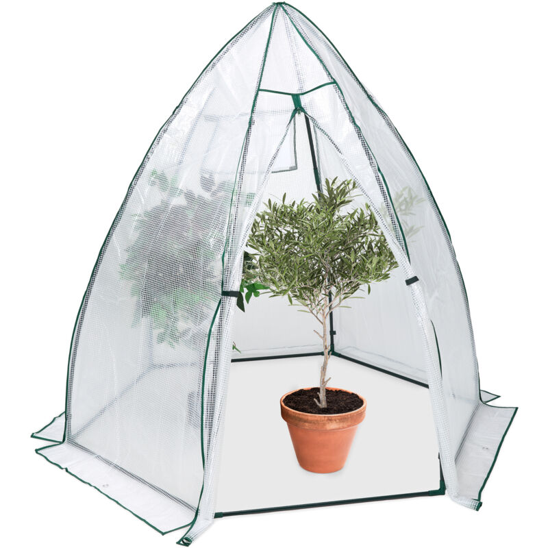 Serre d'hivernage, hlp : 185x180x160 cm, protection hivernale pour plantes, avec porte et fenêtre, transparent - Relaxdays