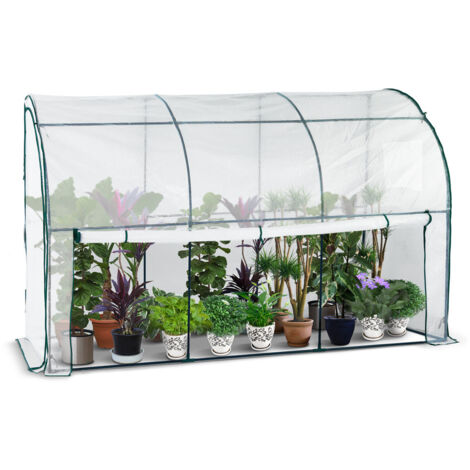 Serre d'hivernage murale adossée 300x100x180cm blanc- Bâche PE imperméable, anti-UV - Balcon, terrasse, jardin