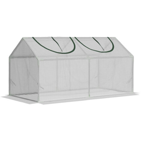 Serre en plastique avec fenêtre, serre en PE, serre à tomates, châssis de culture, 120 x 60 x 60 cm, blanc