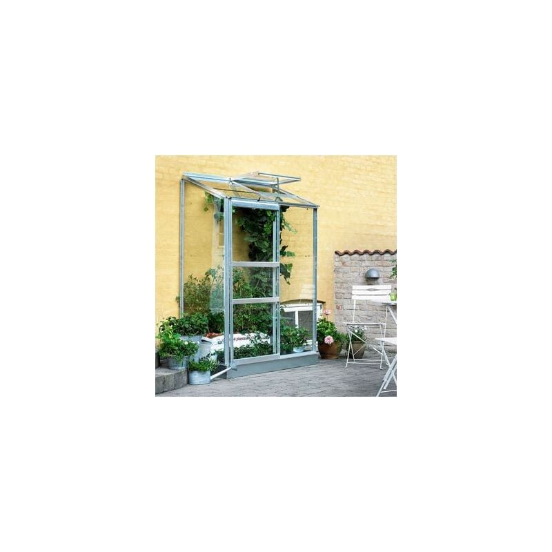 Serre Halls Altan 2 verre horticole avec base, Couleur Aluminium