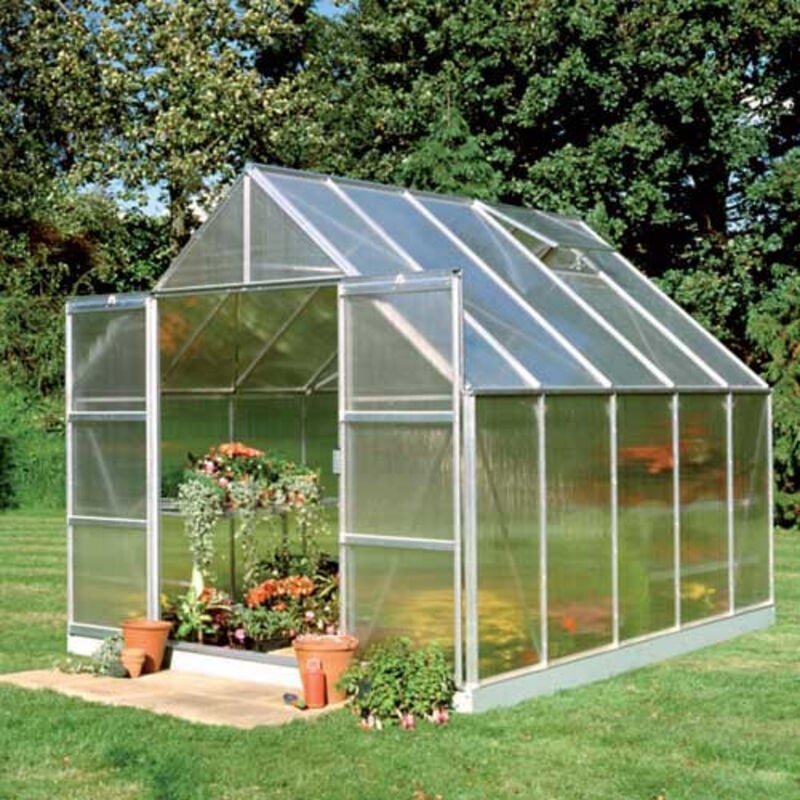 Halls - Serre polycarbonate Magnum 108 avec base - 8.30 m², Couleur Silver