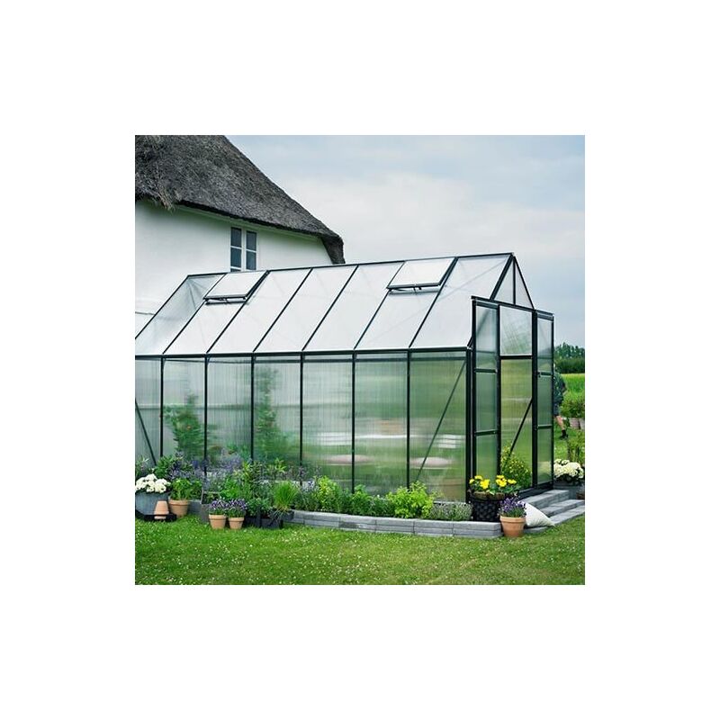 Halls - Serre polycarbonate Magnum 148 avec base - 11.50 m², Couleur Silver