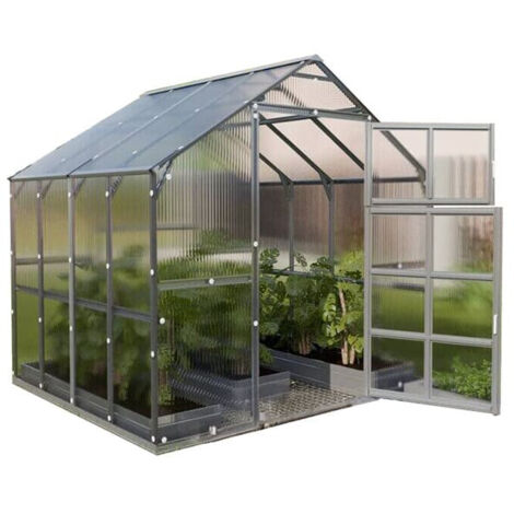 Serre en polycarbonate larg 2.35 m Jura Classique Maisonnette, Long 4.12 m