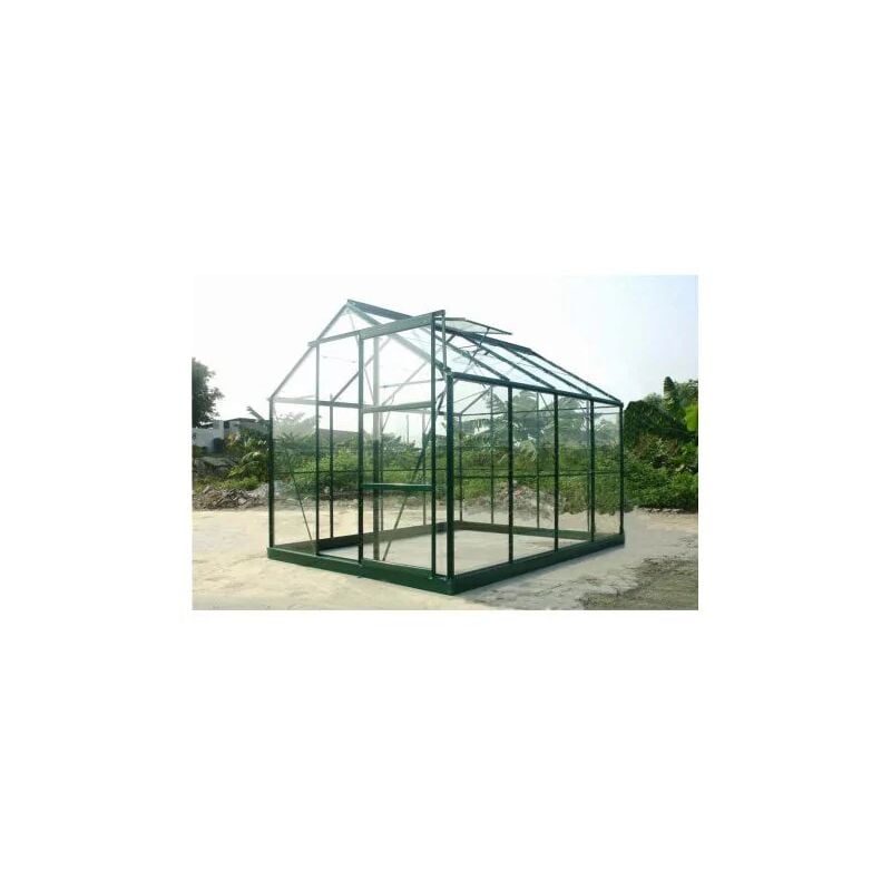La Maison Du Jardin - Serre en verre trempé 4 mm modèle 86 + Base - 4,7 m² - alu peint Vert