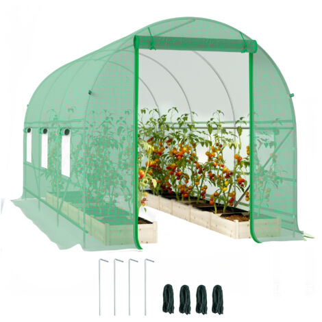Serre extérieure 4x2x2 m tunnel 6 fenêtres maille porte roulante zippée anti-uv verger patio
