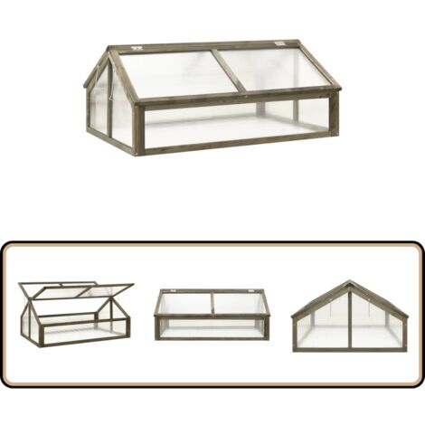 Serre Gris 114x80x50 cm Bois de sapin - Serre De Jardin - Serre En Bois - Abri Jardin - Protection Plantes - Jardinage