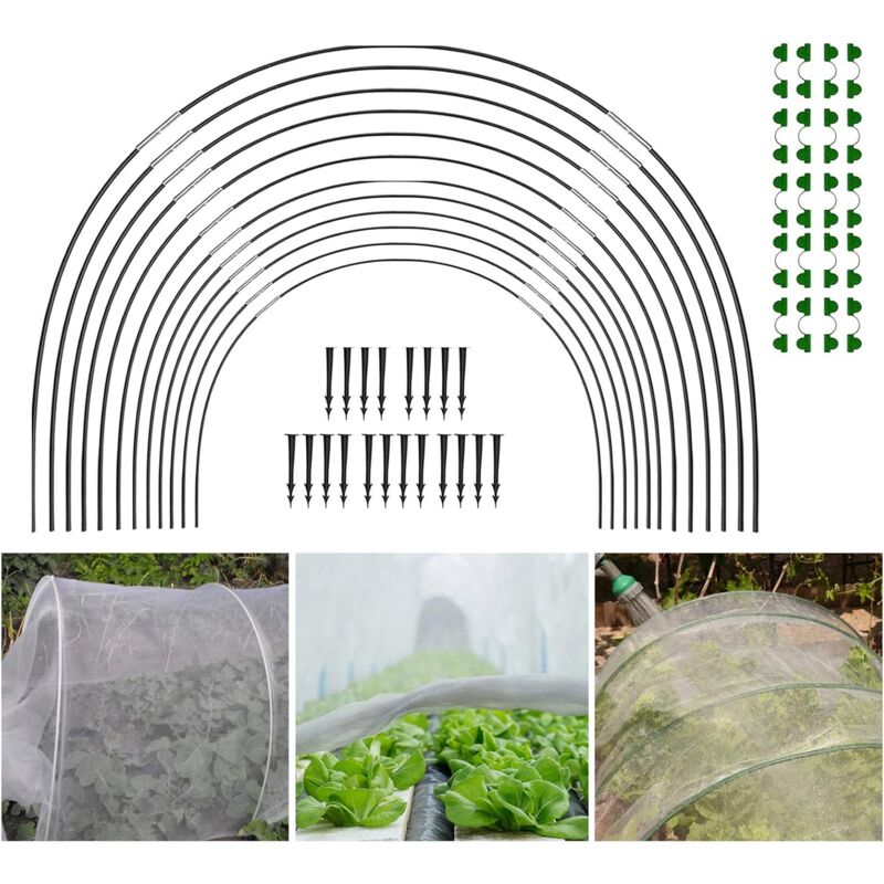 Shining House - Serre Jardin - 30 pcs Kit Maison Cerceau Jardin, Arceaux pour Serre Tunnel, Kit Serre Cadre Tunnel Filet Jardin pour L'extérieur