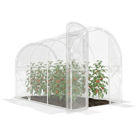 Serre jardin tunnel 3x2x2 m 6 m² porte charnières bâche PE 150 g/m² légumes plantes fleurs