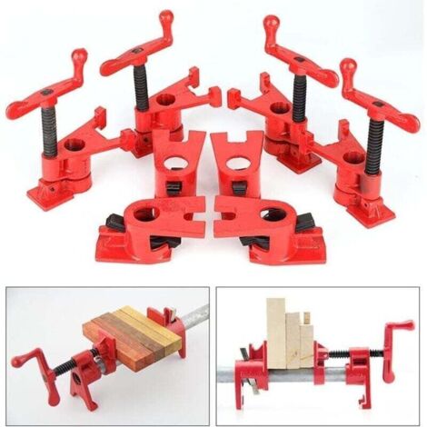 Serre joint 4 pièces 3/4" Serre-Joint en Tube Collier de Serrage Dispositif de Serrage Rapide à Bois Vertical à Manivelle Pince à bois Travail du bois collier de serrage