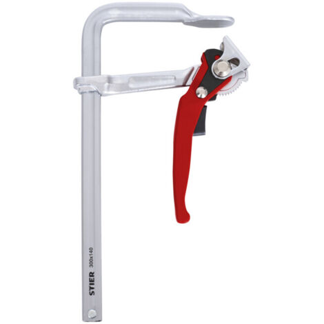 Serre-joint à levier STIER FHZ 300/140 en acier, avec force de serrage jusqu'à 1570 Nm, serrage simple avec fonction de levier, en acier robuste plié, serre-joint, serre-joint à levier