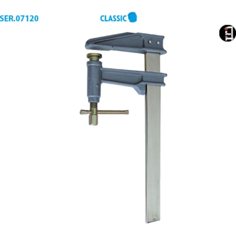 Leman - Serre-joint à pompe tige chromée saillie 120 section 35x8 serrage 300