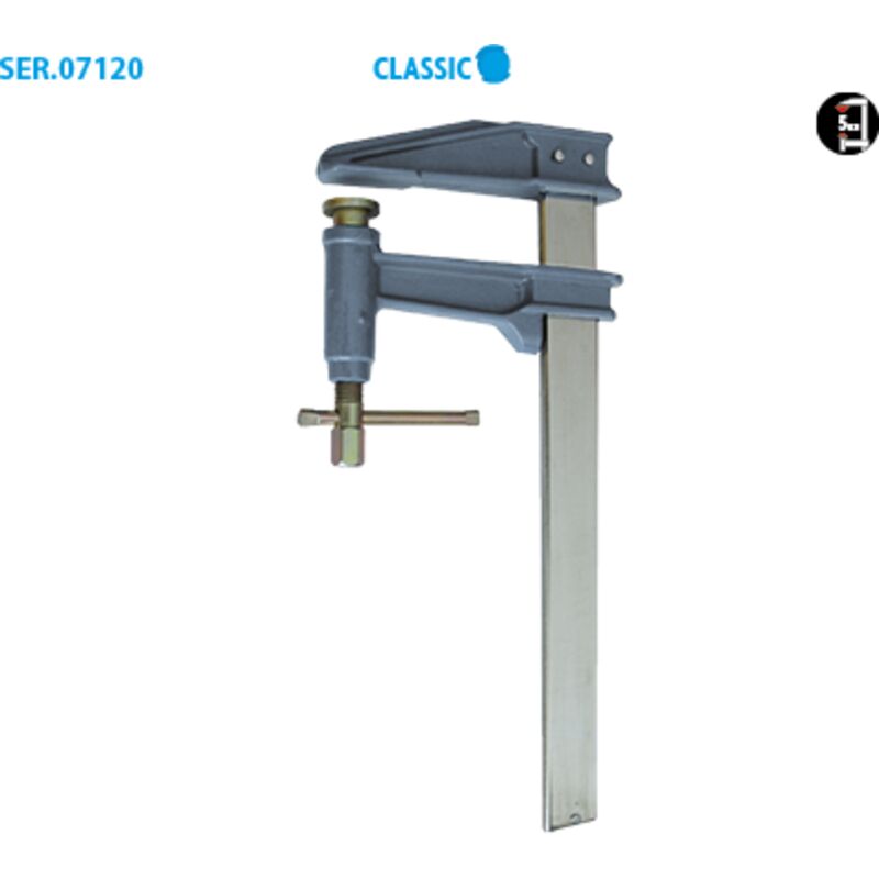 Leman - Serre-joint à pompe tige chromée saillie 120 section 35x8 serrage 400