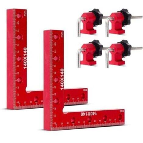 Serre Joint Angle à 90 Degrés, Lot de 2 Équerres de Positionnement de type L, 140mm x 140mm Serre Joint Menuisier en Aluminium, Pour Les Armoires, Le Cadre Photo, Les Tiroirs, Boîte