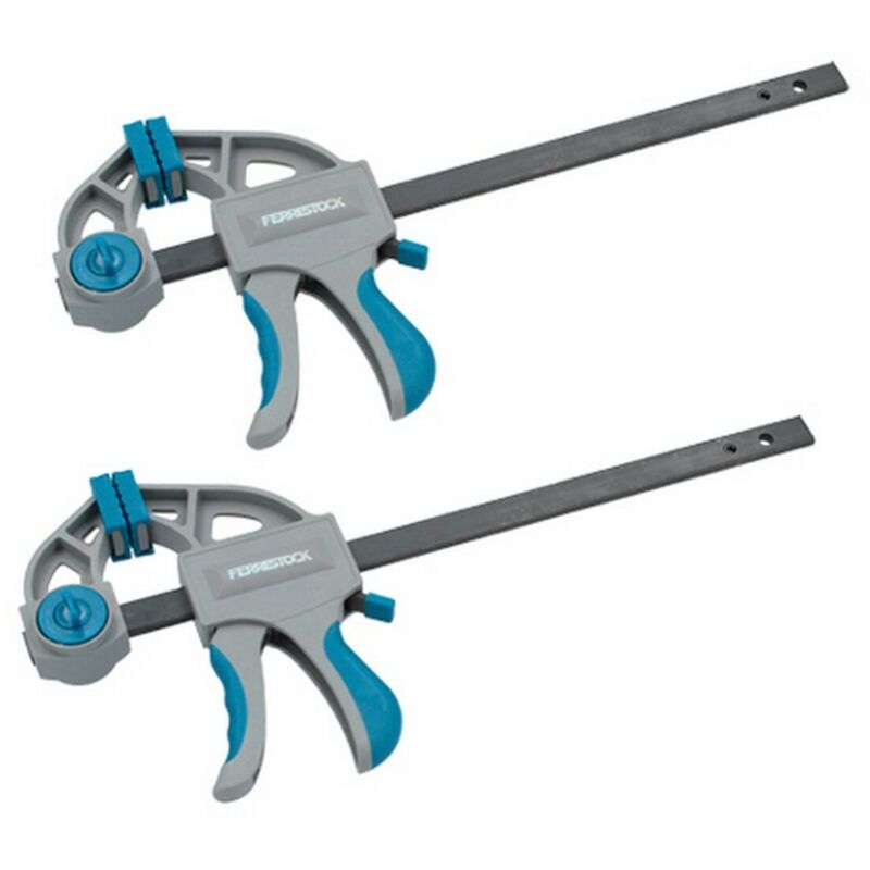 Ferrestock - FSKSAM003 set 2 pinces de pince rapide à une main avec barre de A3 en acier, poignées ergonomiques, libération rapide et facile de