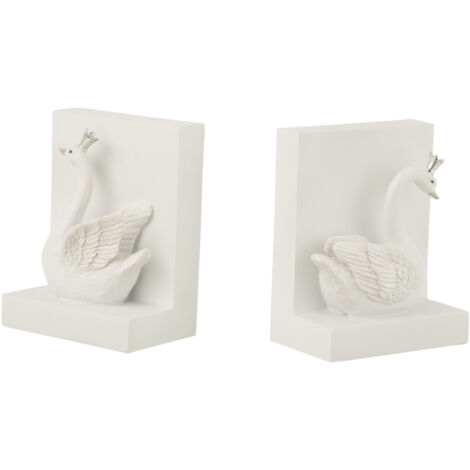 Serre-livre en résine blanc cygne Abel - Lot de 2
