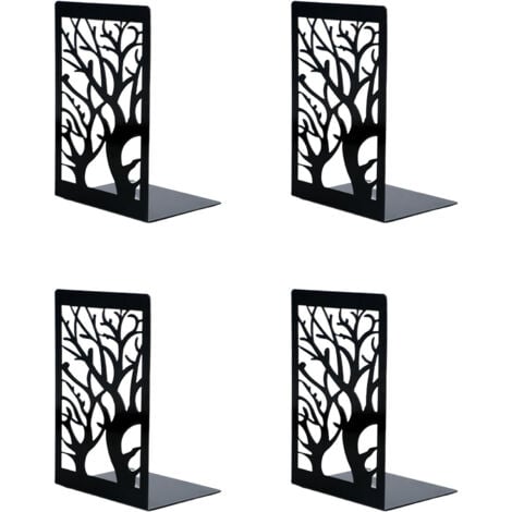 Serre livre,Lot de 4 Serres Livres en Métal,Organisateur Livres pour Étagères, Anti-Rayures et Antidérapant Presse Livre Noir pour Enfant, Bureau,Salon et Salle D'étude,École,Librairie et Bibliothèque