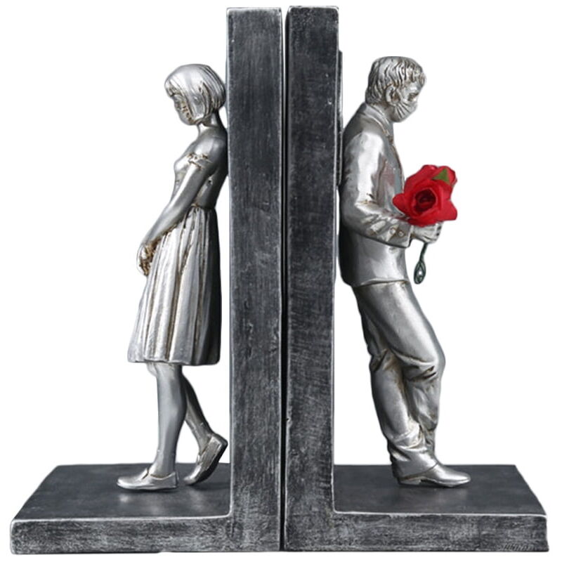 Serre-livres 2 pièces serre-livres créatifs en résine à thème de couple, supports de livres, décoration de bureau