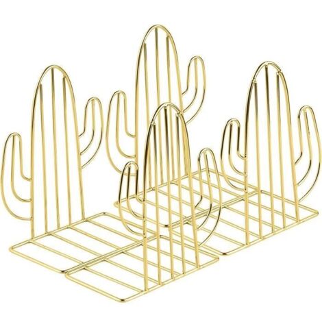 Serre-livres - Cactus - Métal doré - 2 paires - Antidérapant et élégant