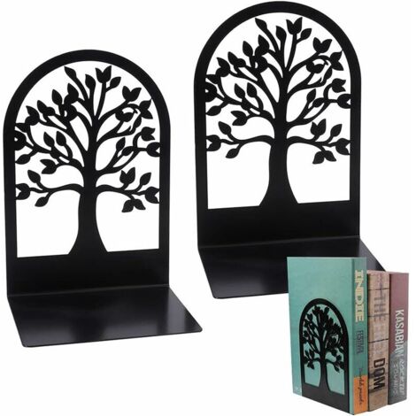 Serre-livres décoratifs en métal lourd, 1 paire de serre-livres noirs pour étagère, supports de livres, serre-livres, porte-dossiers, étagère invisible pour bibliothèque scolaire, bureau à domicile