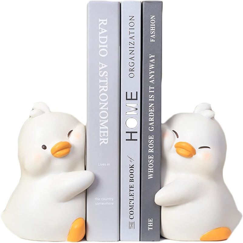 Serre-livres décoratifs mignons en forme de canards câlins, serre-livres uniques pour contenir des livres, bouchon de support de livre en résine