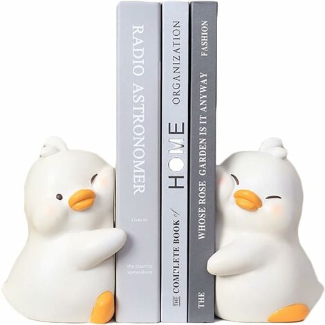 SUNXURY Serre-livres décoratifs mignons en forme de canards câlins, serre-livres uniques pour contenir des livres, bouchon de support de livre en résine créatif pour la maison, le bureau, la décoration d'étag