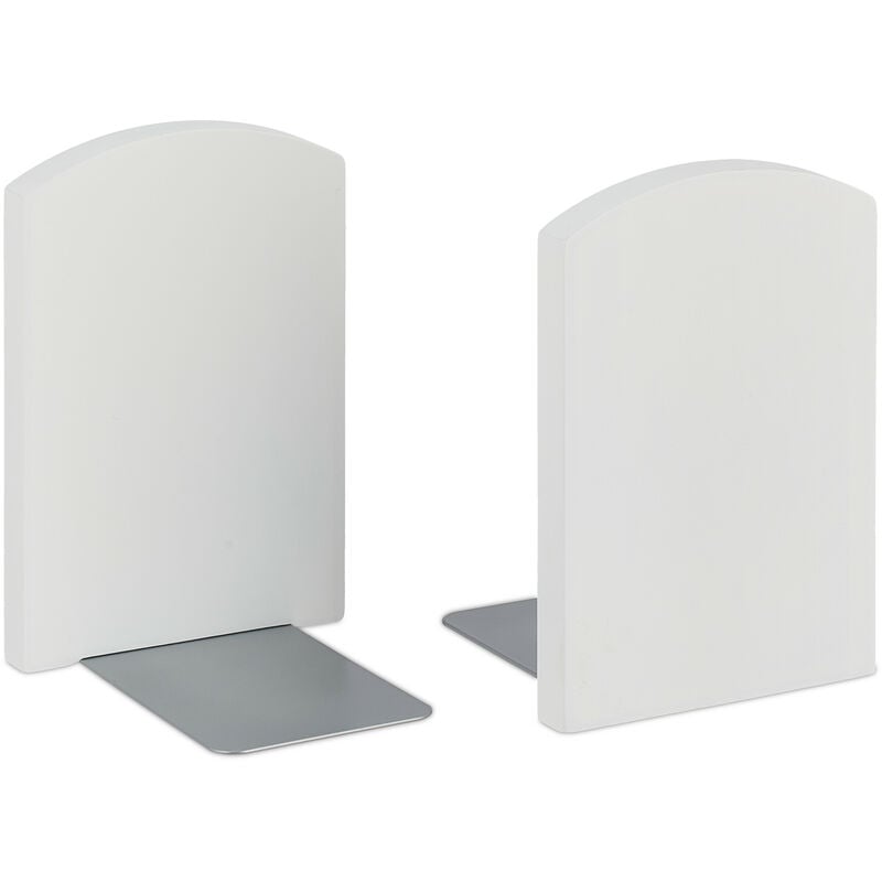 Relaxdays - Serre-livres en 2 pièces, pour cd, dvd, classeurs, en bambou, h x l x p : 18 x 12 x 12 cm, blanc